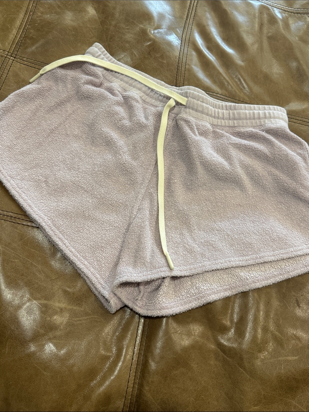 Outerknown Mauve-Lilac Terry Drawstring Shorts Organic Cotton Hemp Small